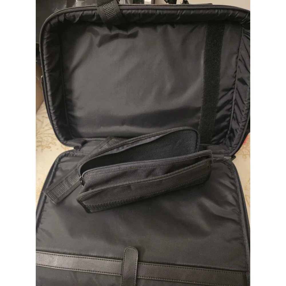 Case Tek Black Leather Laptop Briefcase Messenger Bag w/ Strap Organizer USA